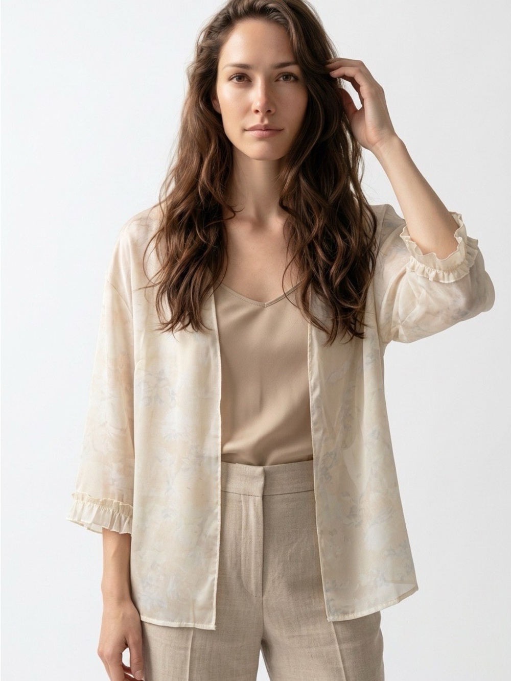 2178 - Silk-Blend Sheer Open Front Robe Jacket-Inside Top and Pants Not Included